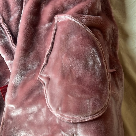 Vintage Gloria Vanderbilt plush faux suede coat hooded rose large - Picture 11 of 13